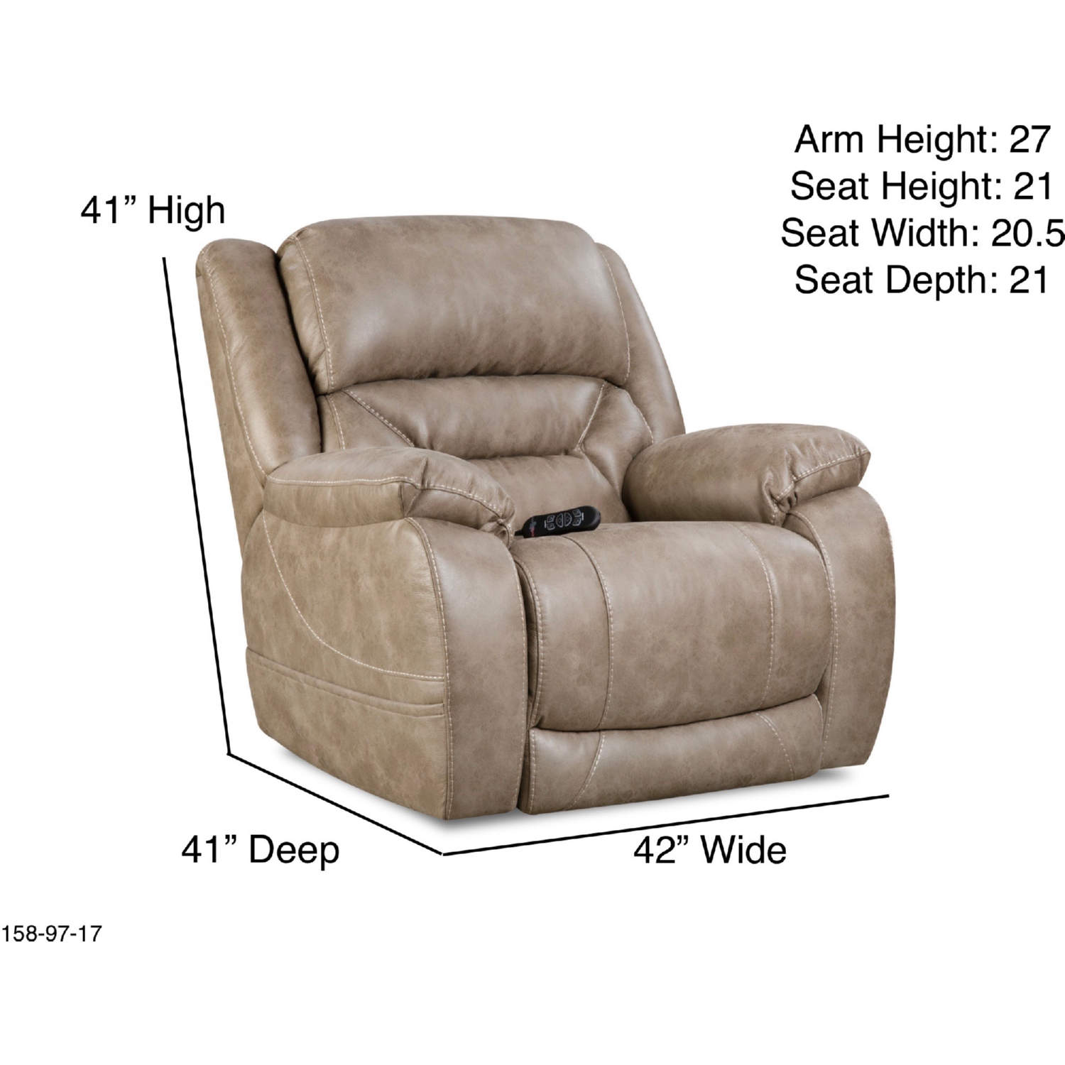 Motion Ease Greer Power Wall Saver Recliner in Mushroom Tan Leatherette